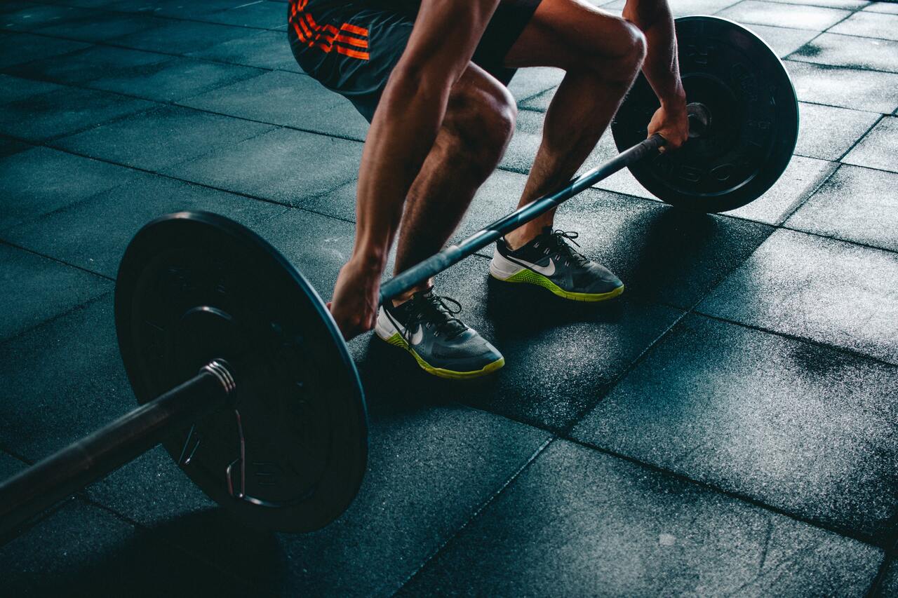 man about to perform deadlift